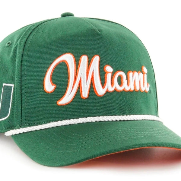 Miami Hurricanes 47 Brand Overhand Script Rope MVP Hat - Green
