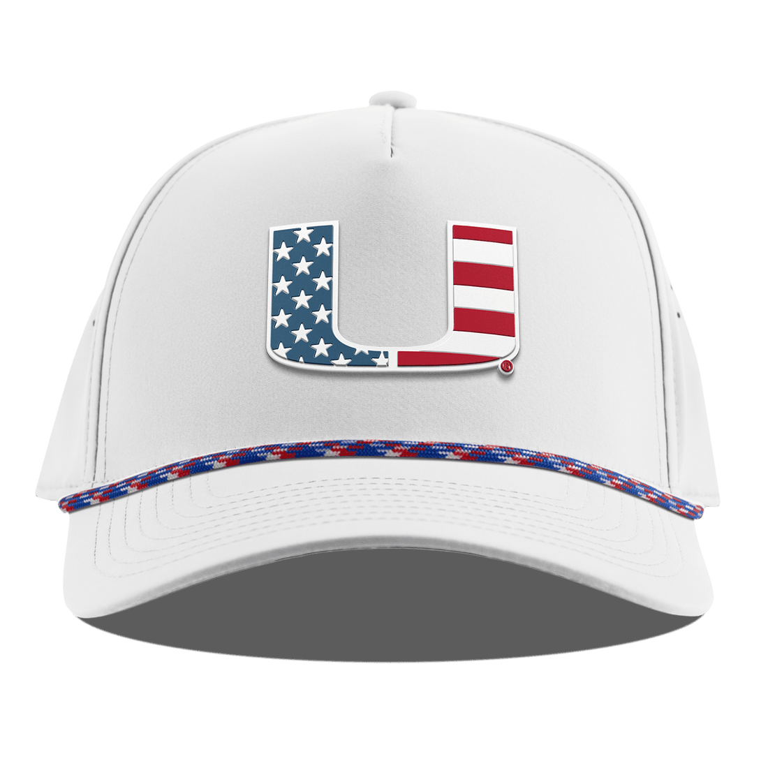 Miami Hurricanes Branded Bills "Miami Stars & Stripes" Curved 5 Panel Rope Hat - White
