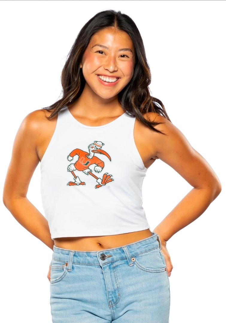 Miami Hurricanes ZooZatz Sebastian w/U Logo 1st Down Crop Top - White