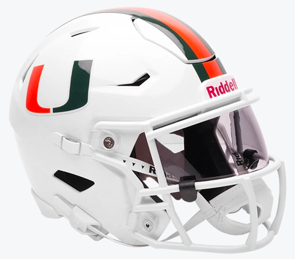Miami Hurricanes Riddell Mid-SIze SpeedFlex Helmet - White