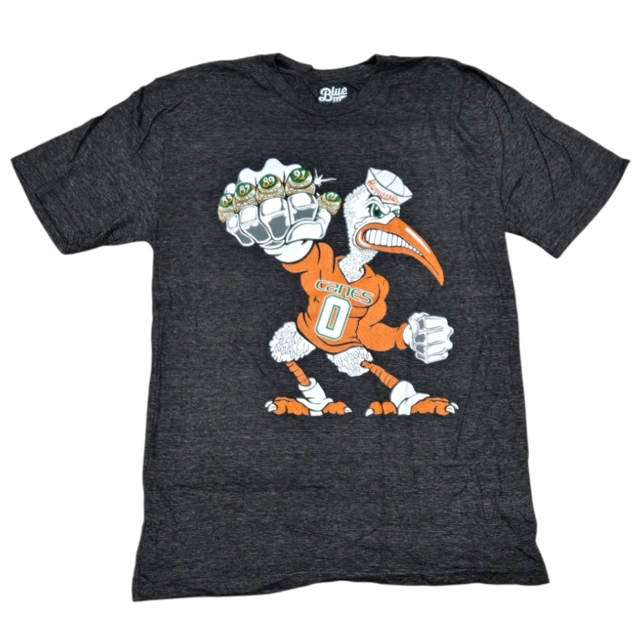 Miami Hurricanes Men's 5 Rings Feathered POW T-Shirt - Black