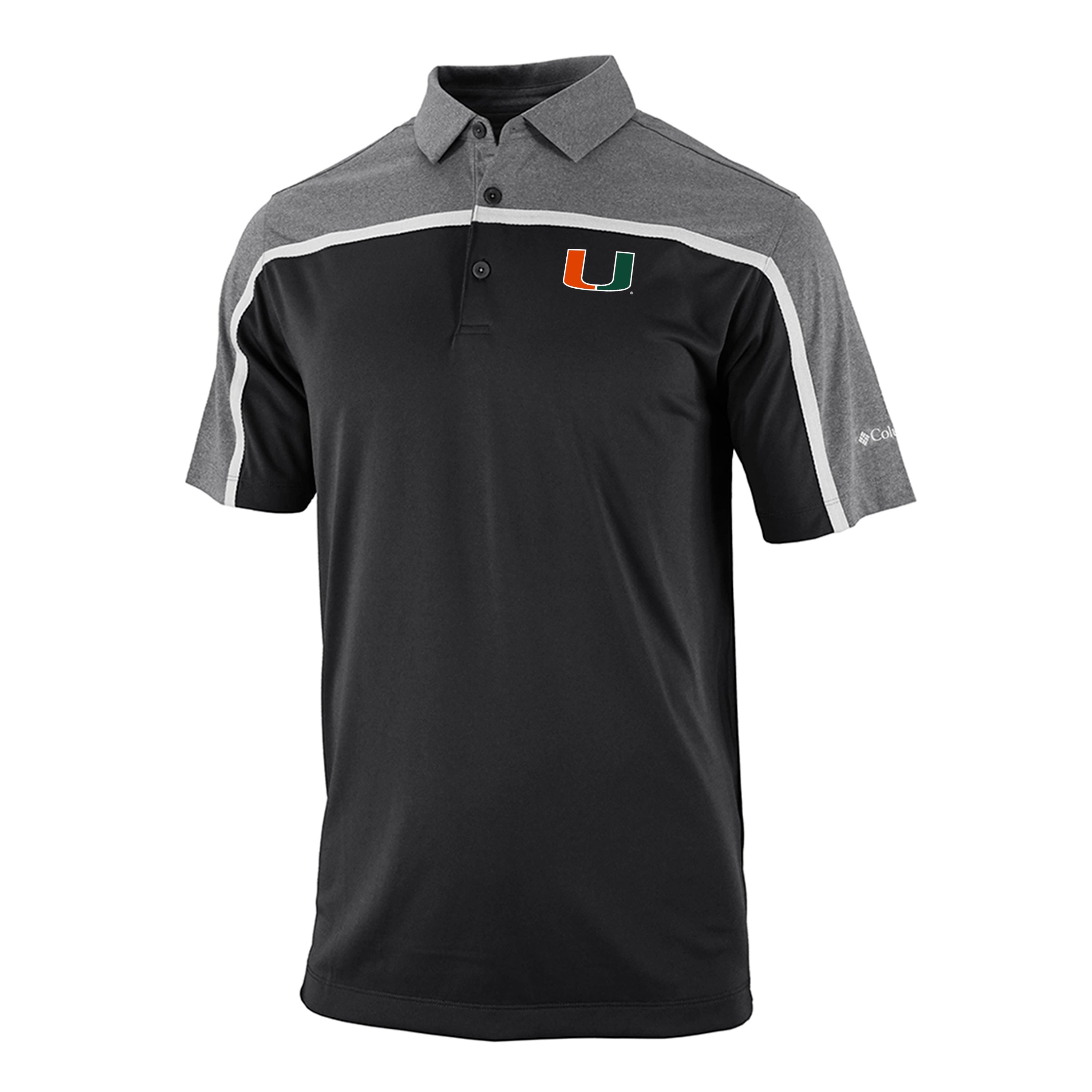 Miami Hurricanes Columbia Omni-Wick Gallery Polo - Black/Grey