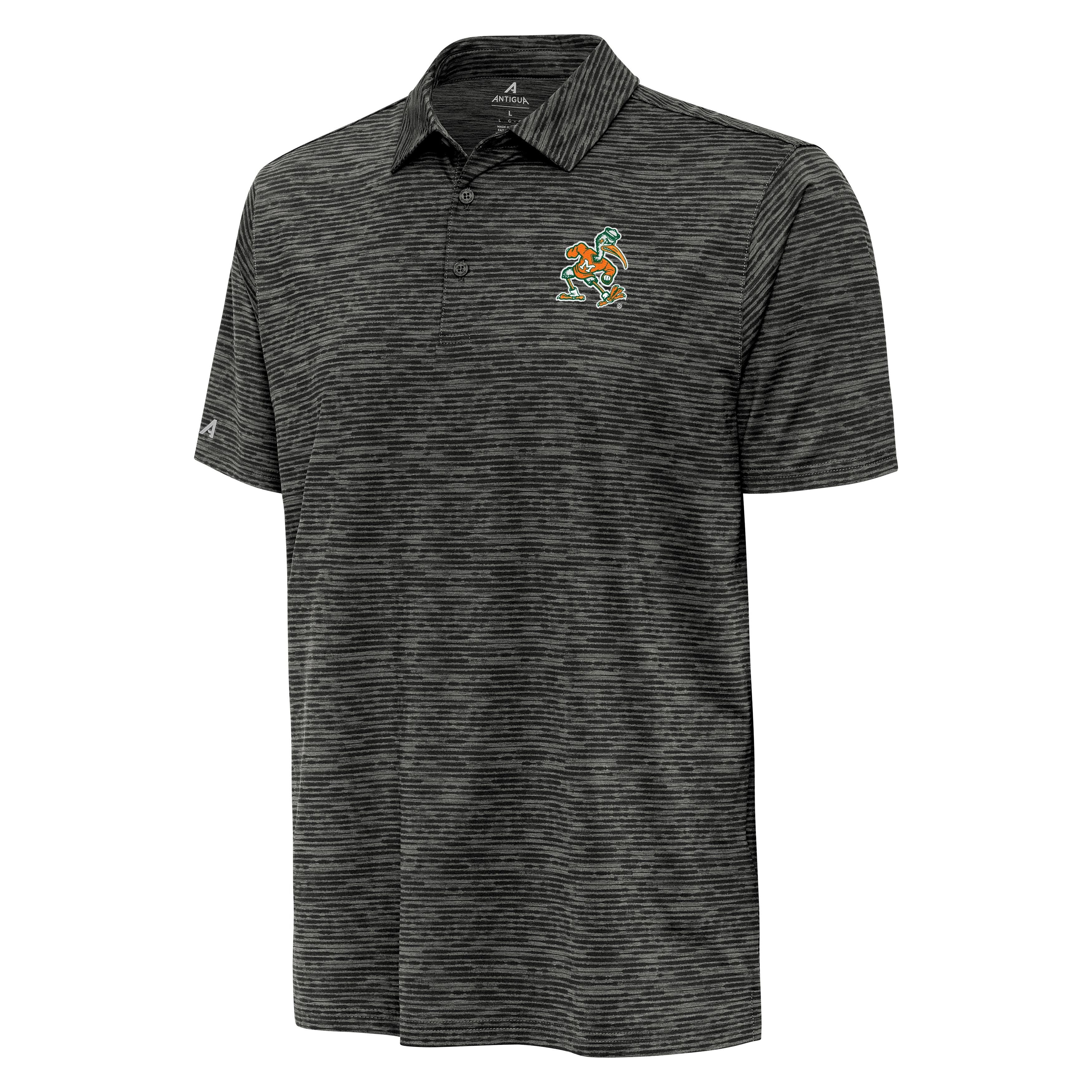 Miami Hurricanes Antigua Static Sebastian Polo - Black/Grey