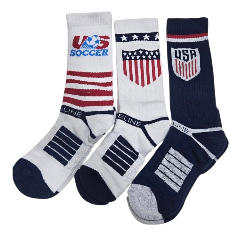 US Soccer Strideline 3 Pack Premium Knit Crew Socks