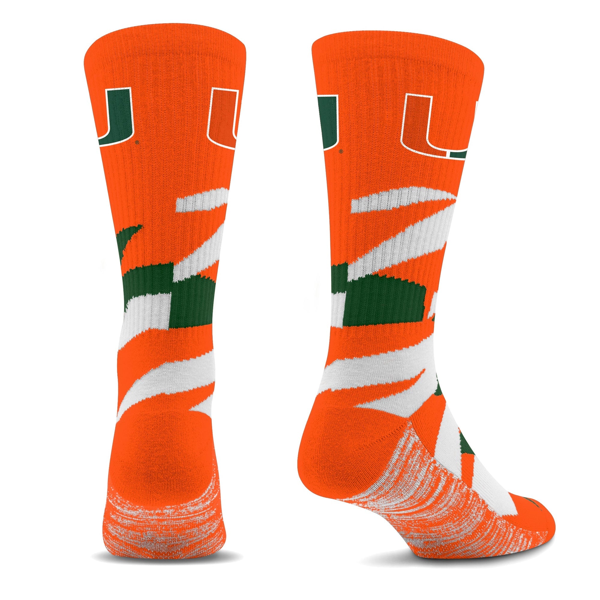 Miami Hurricanes For Bare Feet Youth Shattered Breakout Crew Socks - Orange