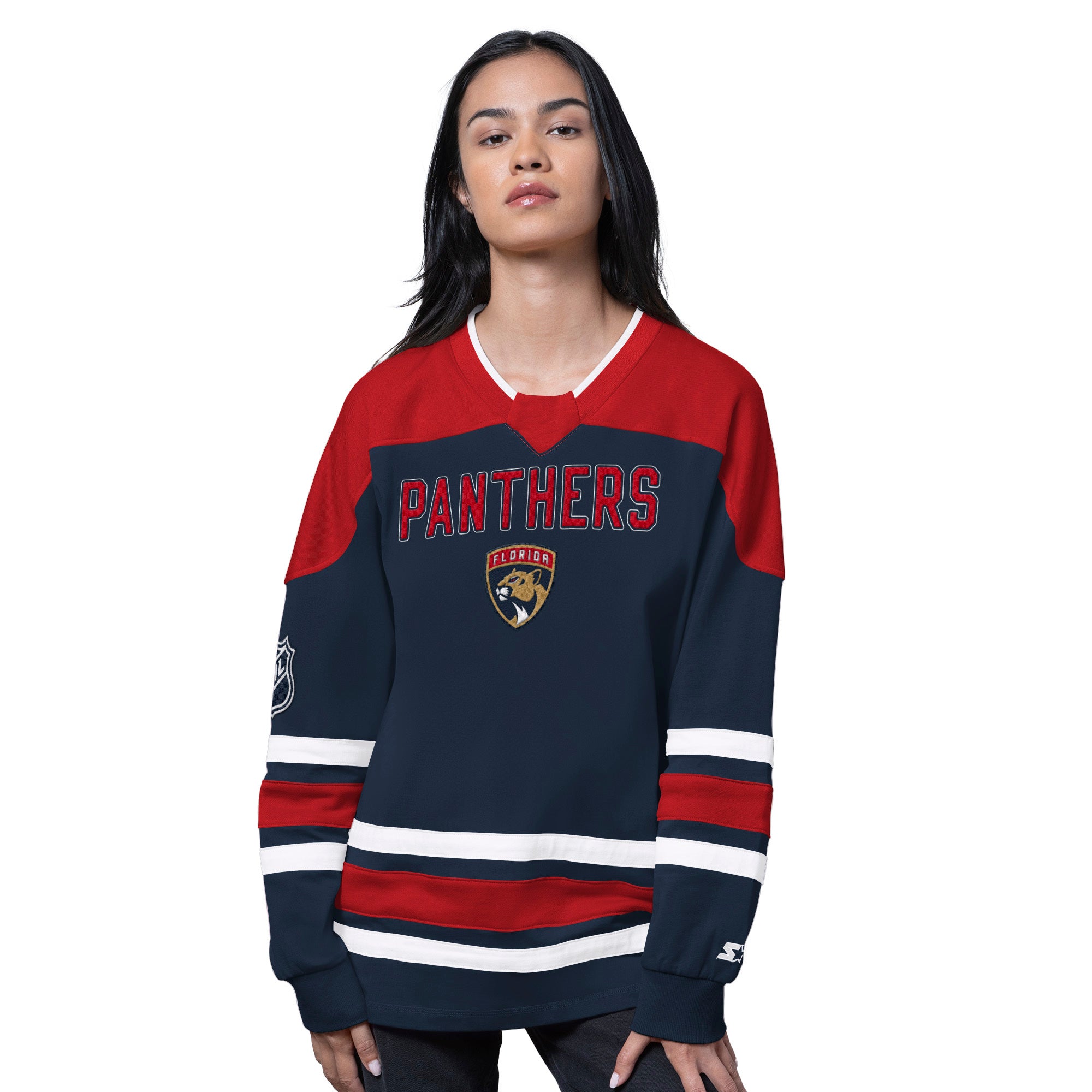 Florida Panthers Women's Starter Dream Team Tunic Pullover Sweater - Navy/Red