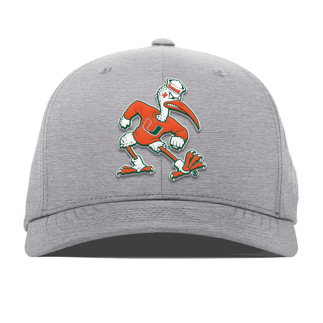 Miami Hurricanes Branded Bills "Sebastian the Ibis" Flexfit Performance Fitted Hat - Grey