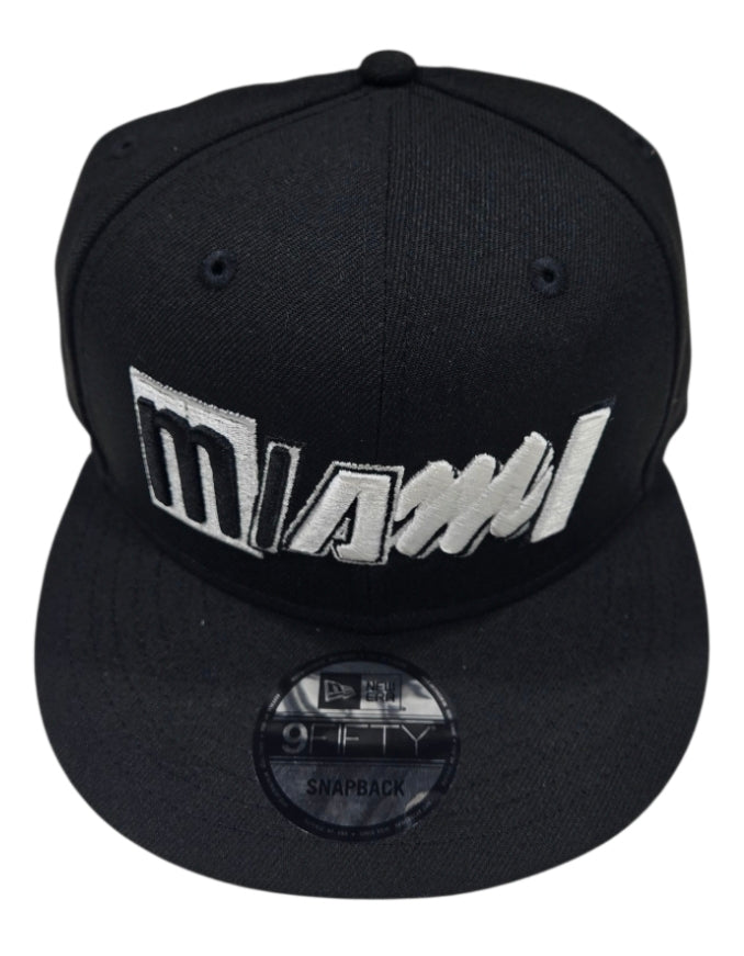 Miami Heat New Era MashUP 9Fifty Snapback Hat - Black/White