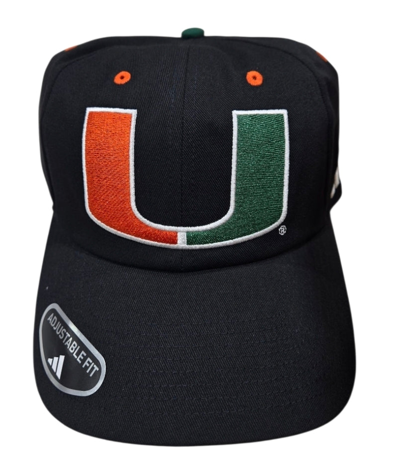 Miami Hurricanes adidas 2025 Mega Primary Logo Adjustable Hat - Black