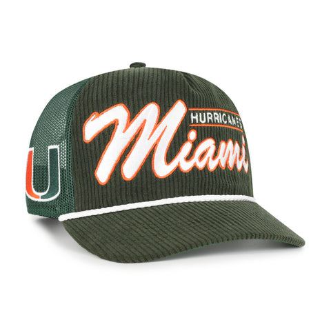 Miami Hurricanes 47 Double Header Corduroy Mesh Trucker Hitch Hat- Green