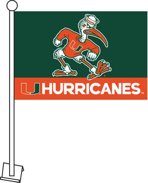 Miami Hurricanes Sebastian Car Flag - Green