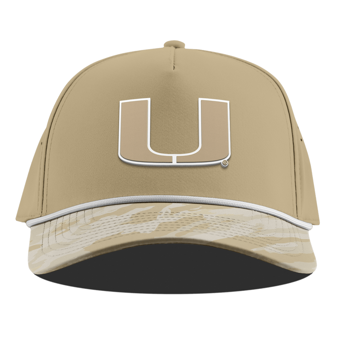 Miami Hurricanes Branded Bills "Miami Desert Camo Series" Curved 5 Panel Rope Hat - Beige