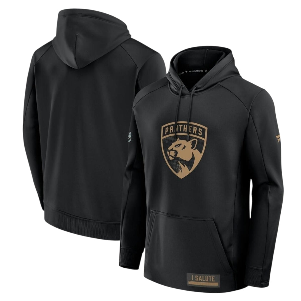 Florida Panthers 2025 Fanatics Military Appreciation Authentic Pro Pullover Hoodie - Black
