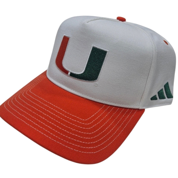 Champion サイクルキャップ 赤・白・緑 Miami Hurricanes adidas 2026 Primary Logo A-Frame Snapback Hat - White