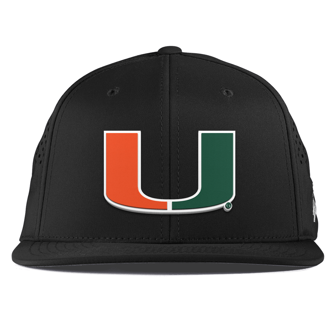 Miami Hurricanes Branded Bills "UMiami Team Logo" Flat Brim Panel Rope Hat - Black