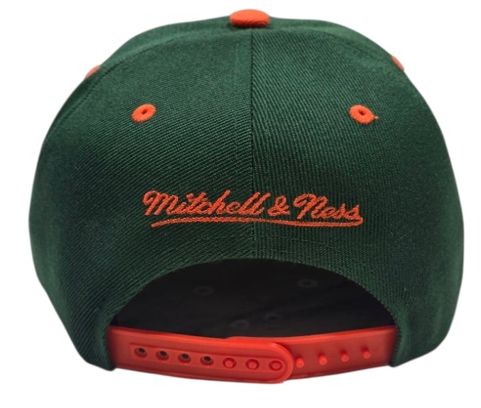Miami Hurricanes Mitchell & Ness Cross Over Pro Crown Snapback Hat - Green