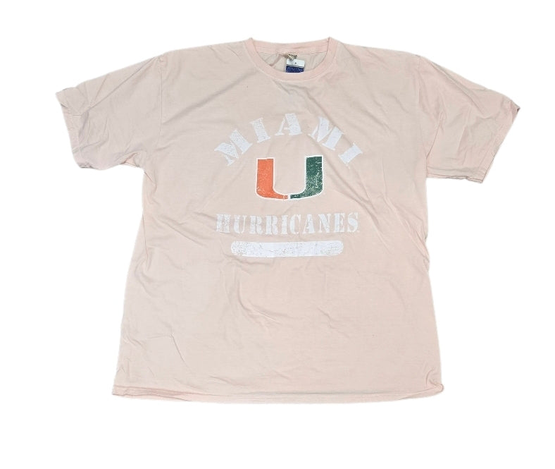 Miami Hurricanes Button Hook Dyed T-Shirt - Shell Pink