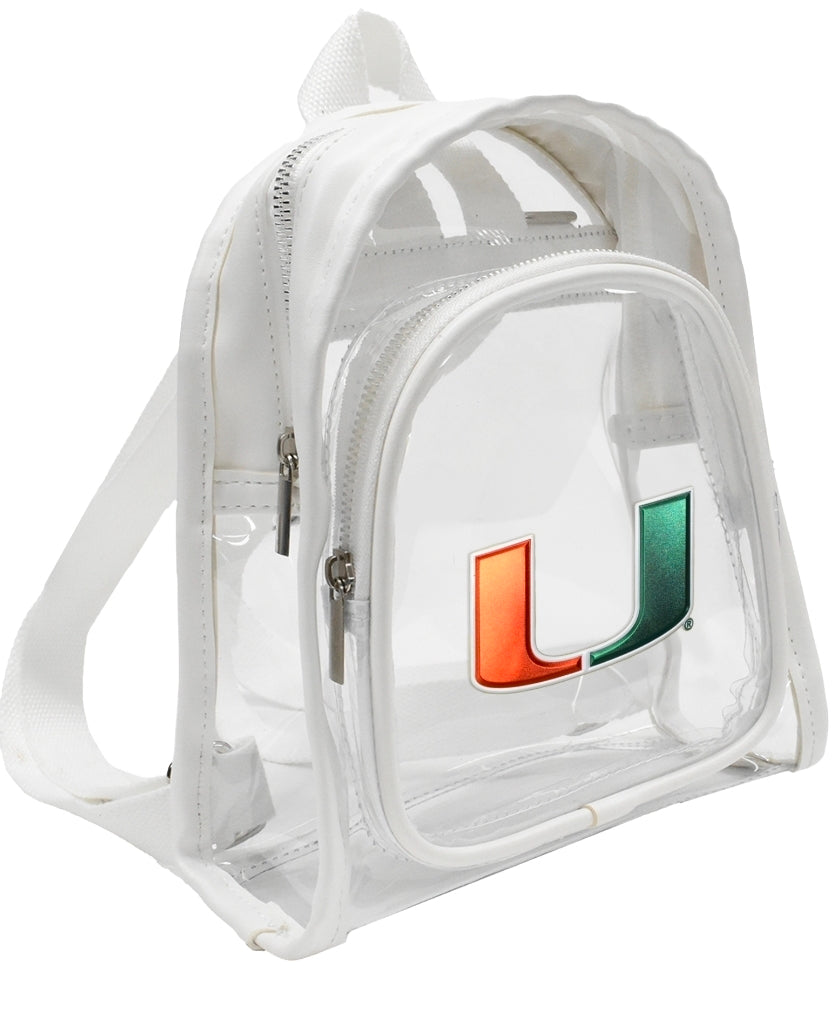 Miami Hurricanes Mini Backpack w/Two Pockets - White straps