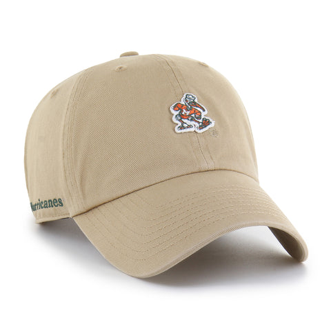 Miami Hurricanes 47 Brand Micro Patch Adjustable Clean Up Hat - Khaki