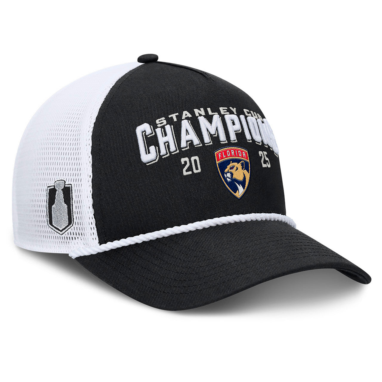 Florida Panthers Fanatics 2025 Stanley Cup Champions A-Frame Roper Meshback Adjustable Hat - Black