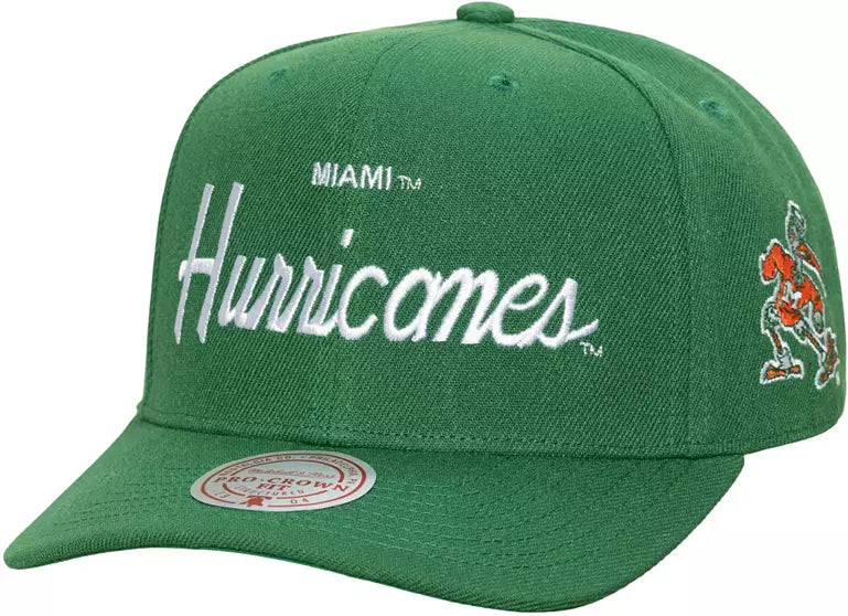Miami Hurricanes Mitchell & Ness Head Coach Pro Snapback Hat - Green