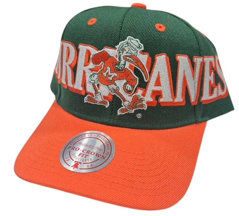 Miami Hurricanes Mitchell & Ness Cross Over Pro Crown Snapback Hat - Green