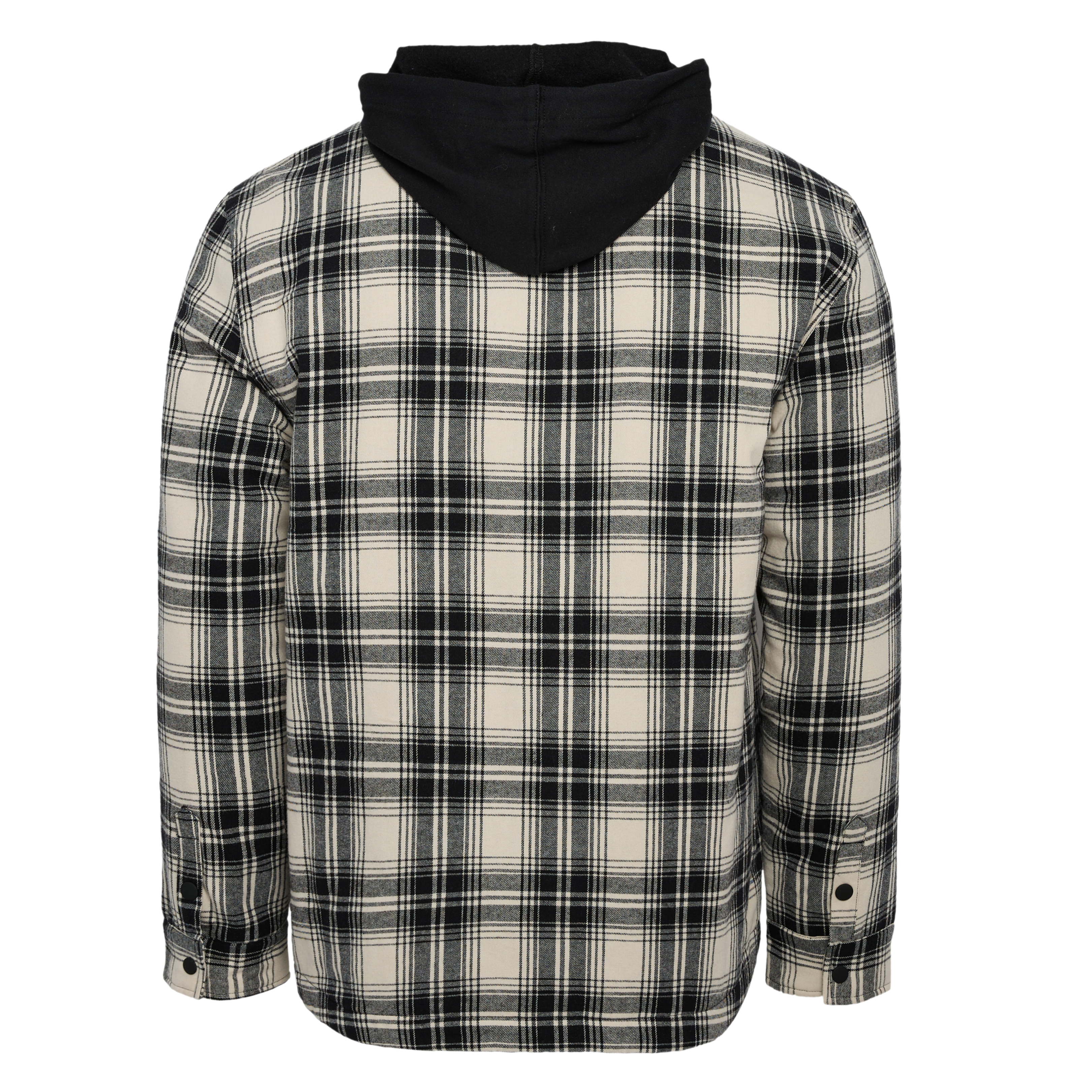 Miami Hurricanes Darius Rucker Black Plaid Flannel Quilted Full-Snap Hooded Shacket - Cream