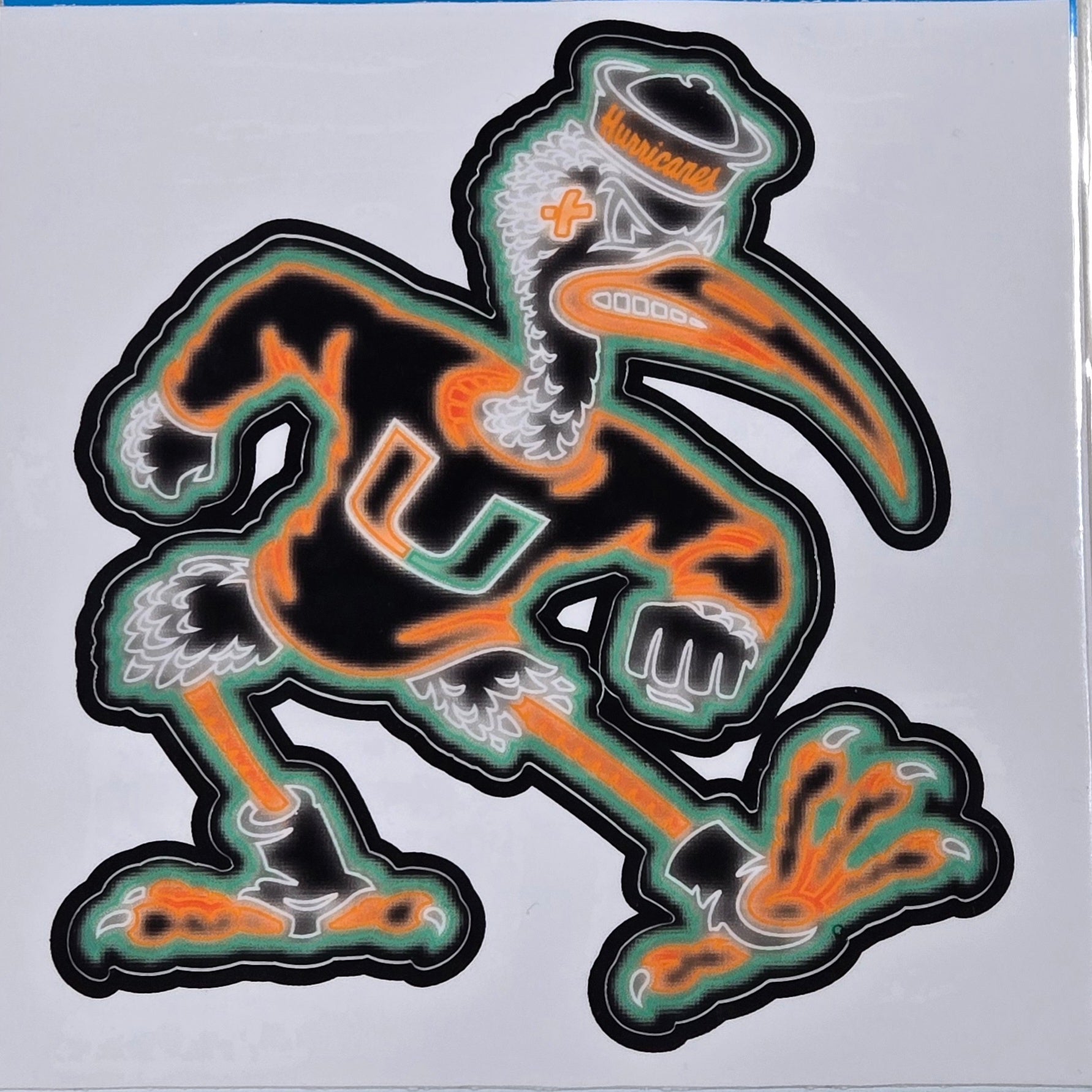 Miami Hurricanes Neon Vault Sebastian Ibis Dizzler Decal