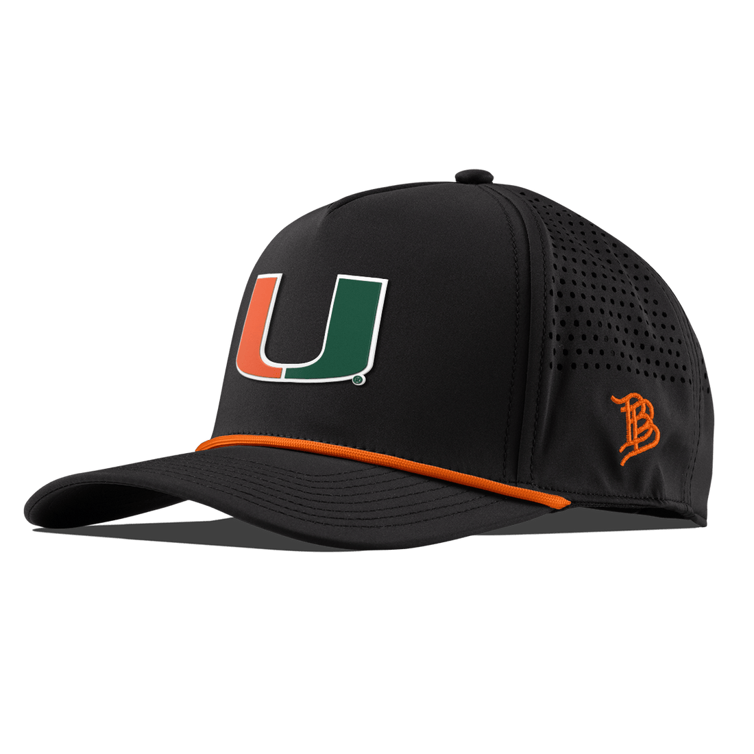 Miami Hurricanes Branded Bills "UMiami Team Logo" Curved 5 Panel Rope Hat - Black