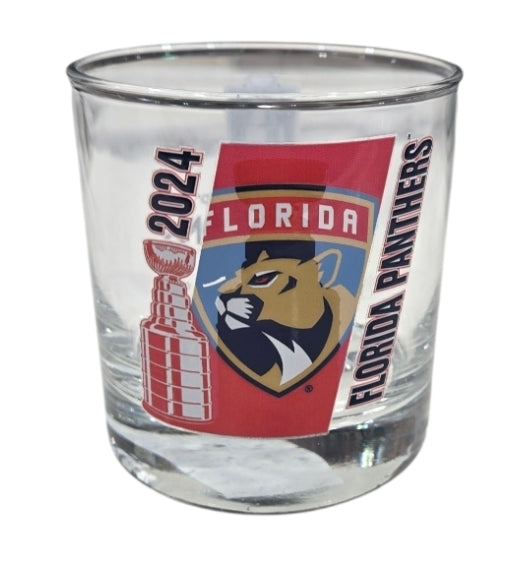 Florida Panthers 2024 First Stanley Cup Champions Rocks Glass - 10oz