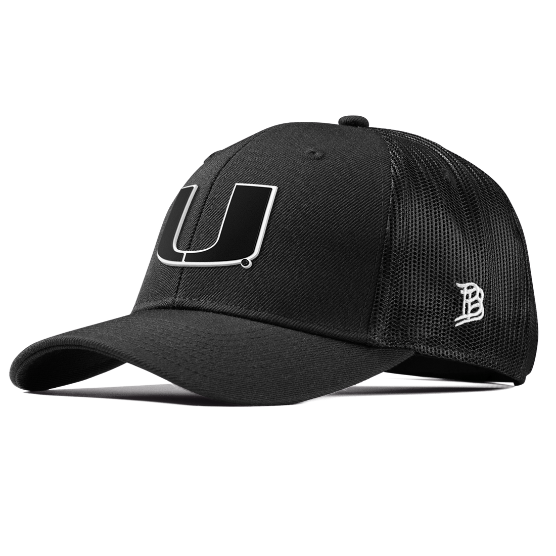 Miami Hurricanes Branded Bills "Vintage Miami Team Logo" Curved Trucker Hat - Black