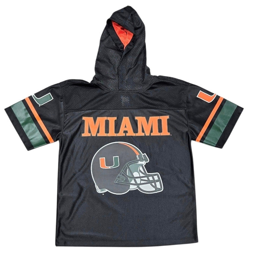 Miami Hurricanes Youth Zoon Mixed Media Hooded Jersey - Black