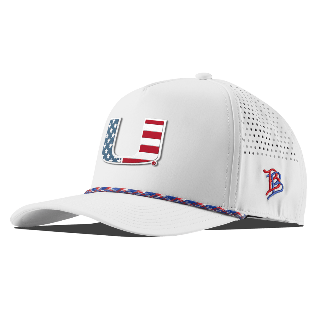 Miami Hurricanes Branded Bills "Miami Stars & Stripes" Curved 5 Panel Rope Hat - White