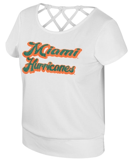 Miami Hurricanes Colosseum Women's Sublimed Ribbed Fashion T-Shirt - White