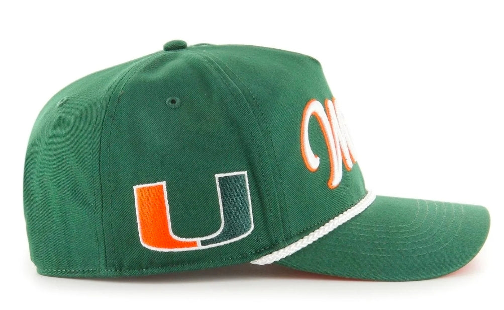 Miami Hurricanes 47 Brand Overhand Script Rope MVP Hat - Green