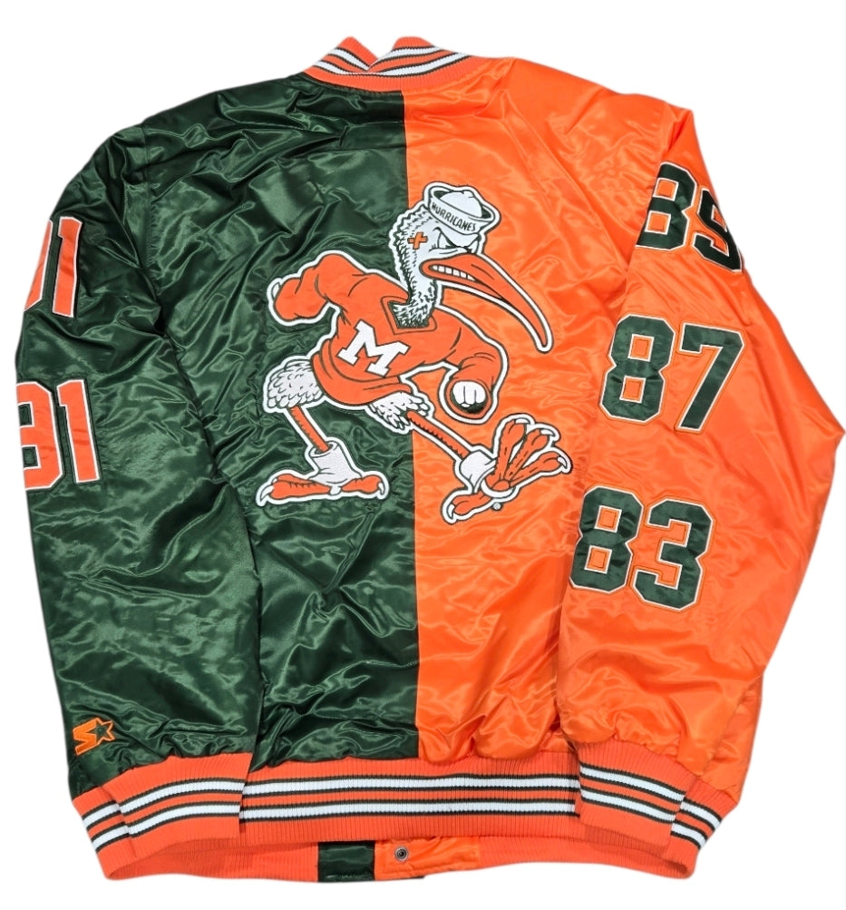 Miami Hurricanes Vintage Colorblock  Starter Jacket- Orange / Green