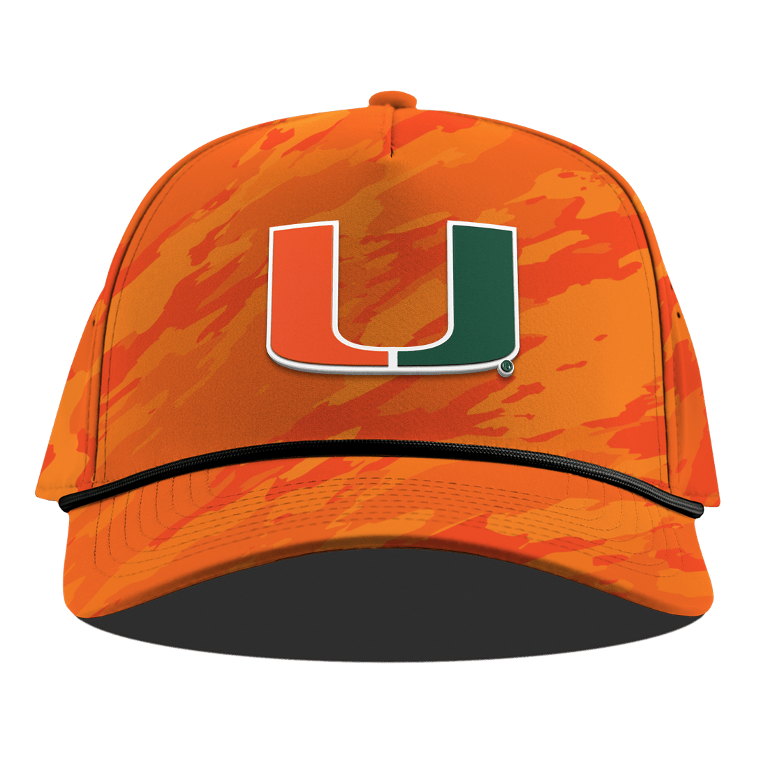 Miami Hurricanes Branded Bills "UMiami Team Logo" Curved 5 Panel Rope Hat - Orange