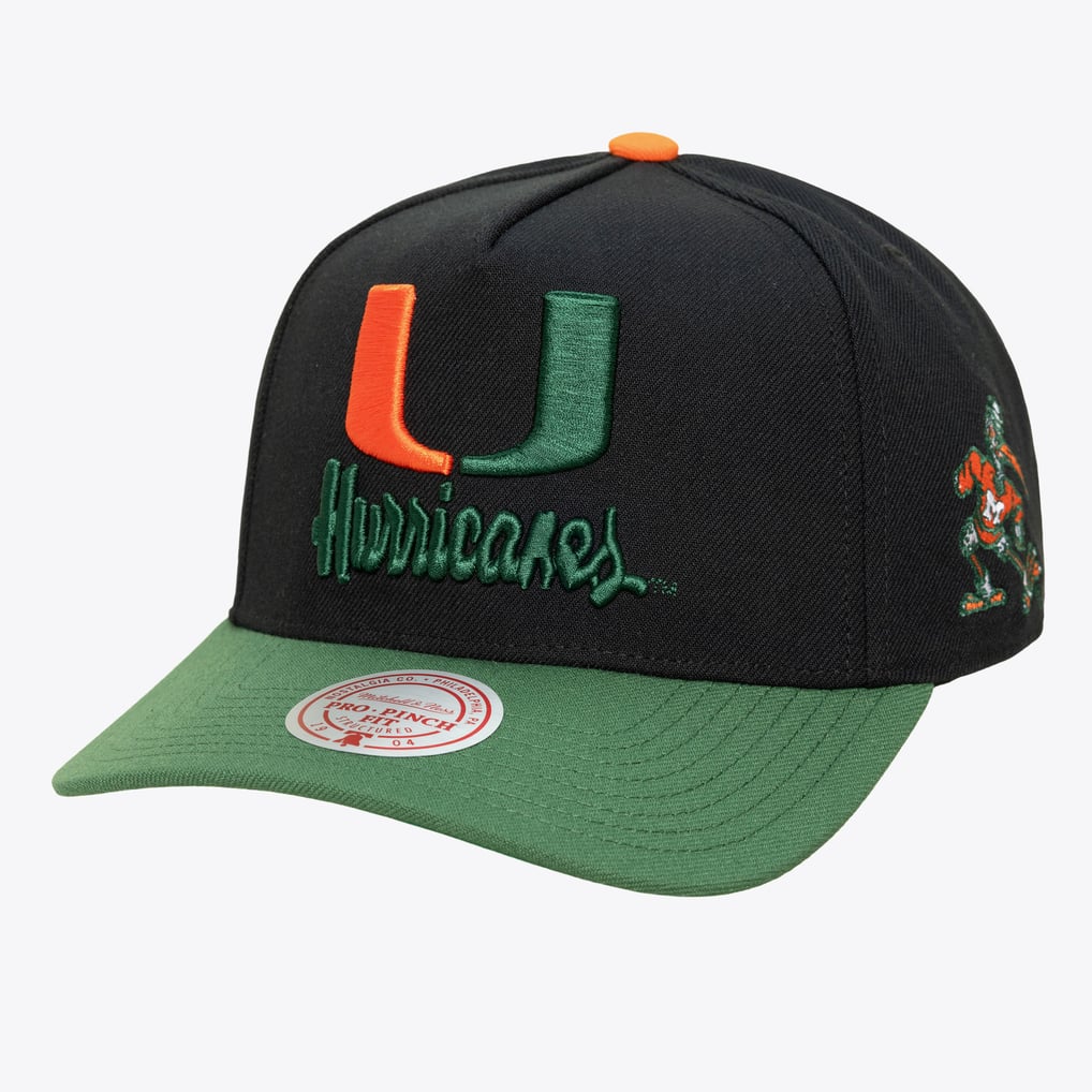 Miami Hurricanes Mitchell & Ness Legendary Away Pro Snapback Hat - Black
