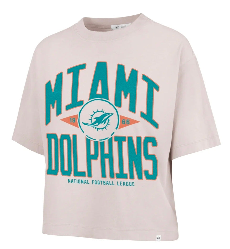 Miami Dolphins Women's '47 Brand Historic Windthrow Ravine Crop Tee - Mojave