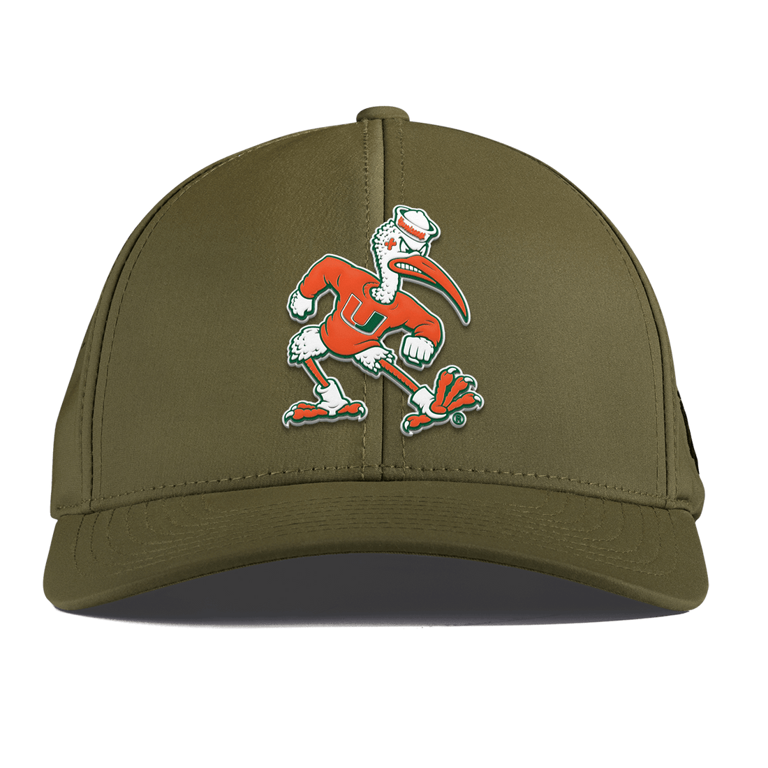 Miami Hurricanes Branded Bills "Sebastian the Ibis" Curved Performance Hat - Olive