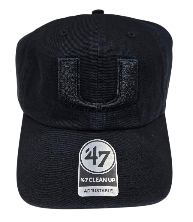 Miami Hurricanes 47 Brand Tonal Clean Up Hat - Black
