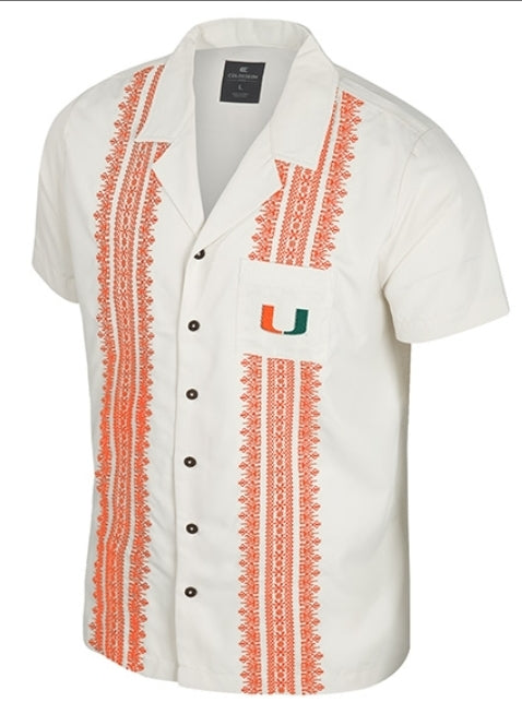 Miami Hurricanes Colosseum Calculations Button-UP Camphsirt - Vanilla Cream