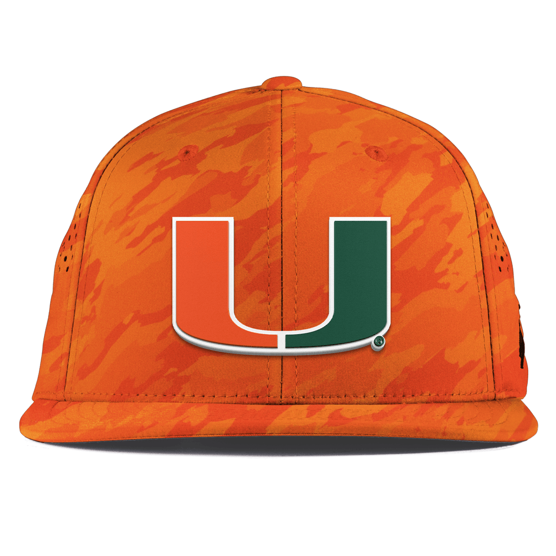 Miami Hurricanes Branded Bills "UMiami Team Logo" Flat Brim Panel Rope Hat - Orange