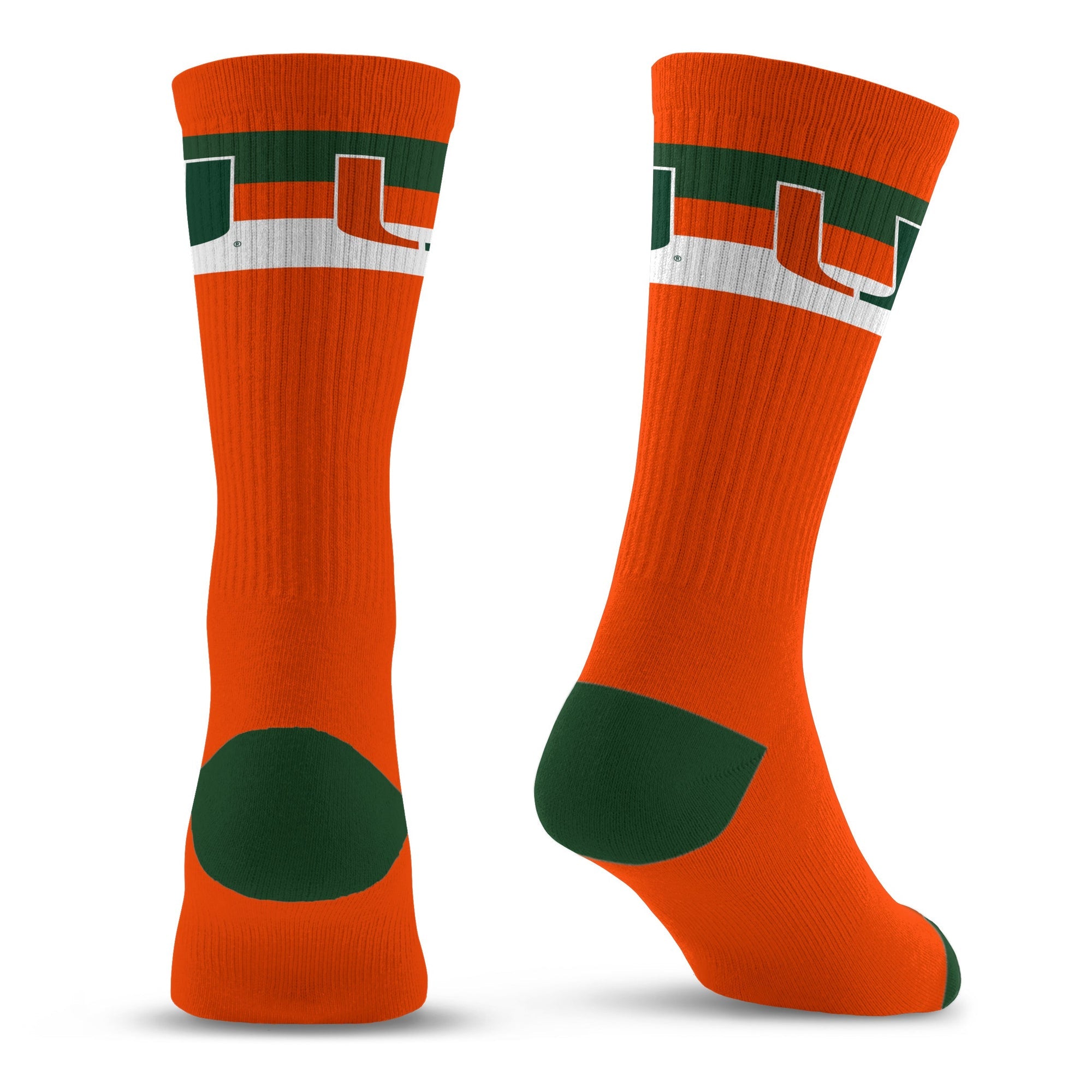 Miami Hurricanes For Bare Feet Youth Striped Crew Socks - Orange