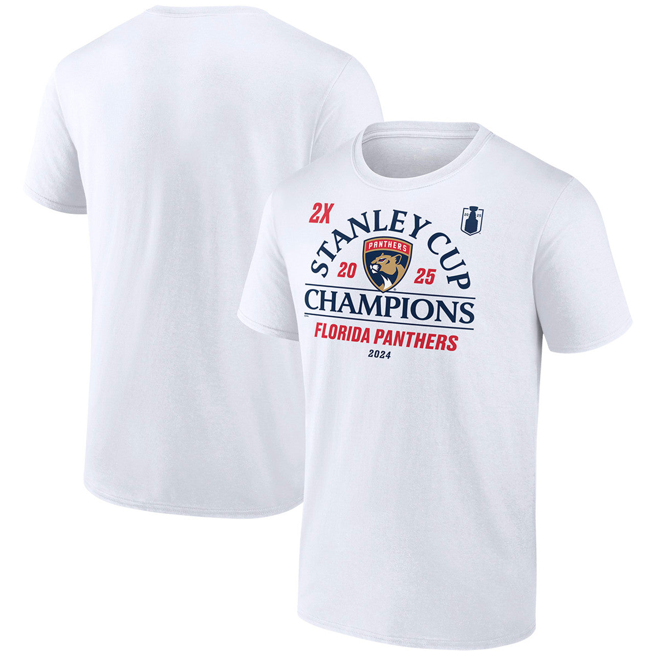 Florida Panthers 2024-2025 Back-to-Back Stanley Cup Champions Top Line T-Shirt - White