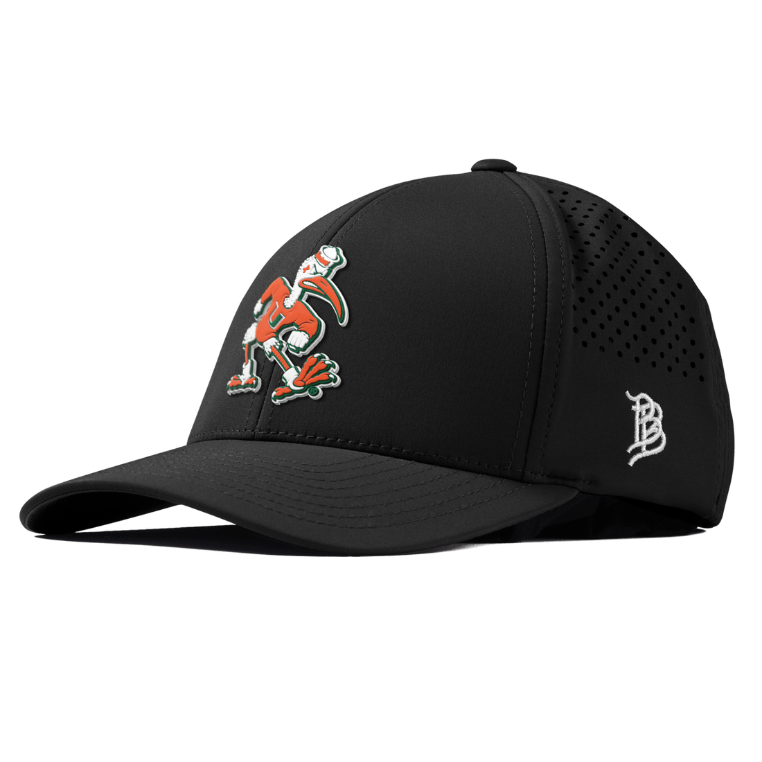 Miami Hurricanes Branded Bills "Sebastian the Ibis" Curved Performance Hat - Black