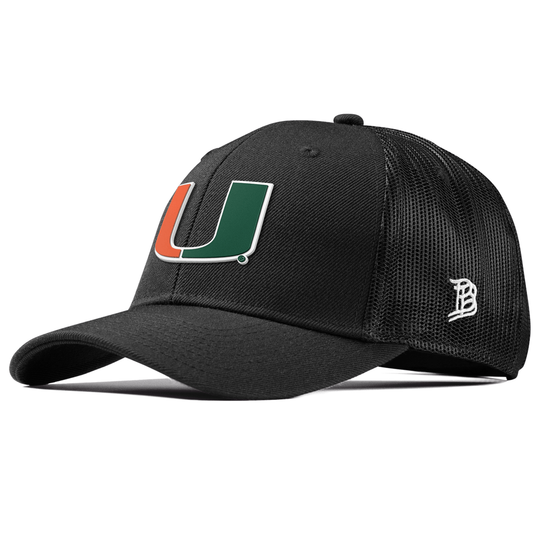 Miami Hurricanes Branded Bills "UMiami Team Logo" Curved Trucker Hat - Black