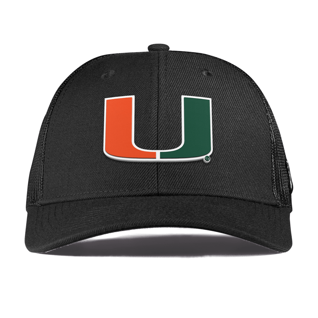 Miami Hurricanes Branded Bills "UMiami Team Logo" Curved Trucker Hat - Black