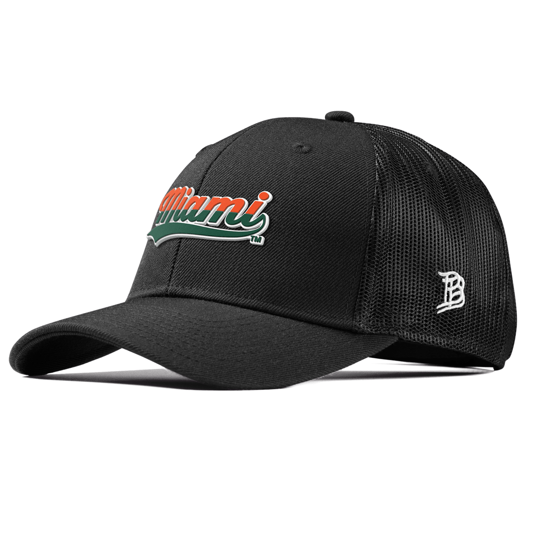 Miami Hurricanes Branded Bills "Miami Script" Curved Trucker Hat - Black