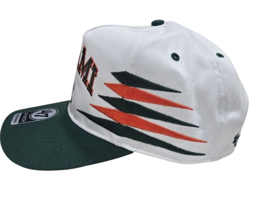 Miami Hurricanes 47 Brand Diamond Cut Hitch Adjustable Hat - White/Green